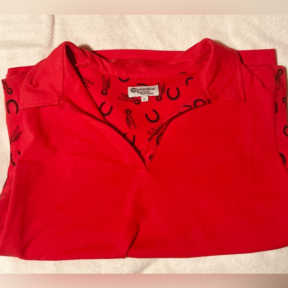 Cutest sleeveless polo with horse shoe trim